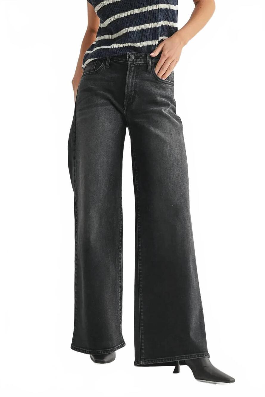 NEW JUST BLACK DENIM ultra wide leg jean in washed black
